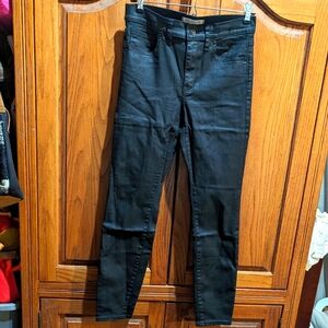 Madewell High Riser Skinny 27‎ black jeans waxed denim finish